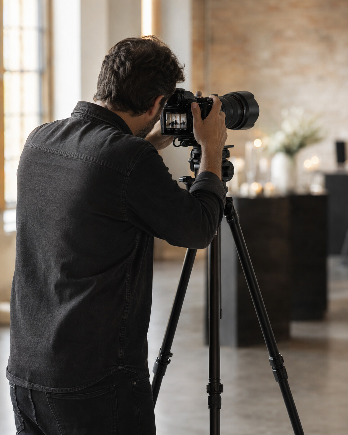 ML73 photographer working behind a tripod-mounted Nikon Z8 camera
